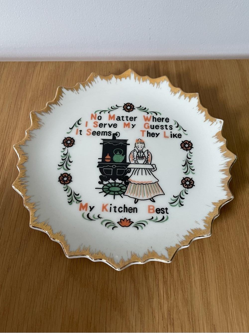 Vintage Midcentury Decorative Illustrated Kitchen Plate with Poem 1950s